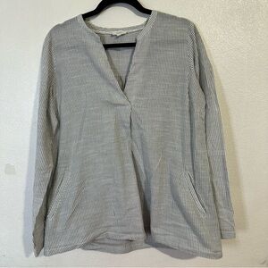 Fat Faced Striped V-Neck Women's Oversized, Pocket Tunic Top